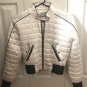 Washed silk quilt bomber jacket