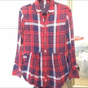 Never worn Free People "Easy Street Plaid" top