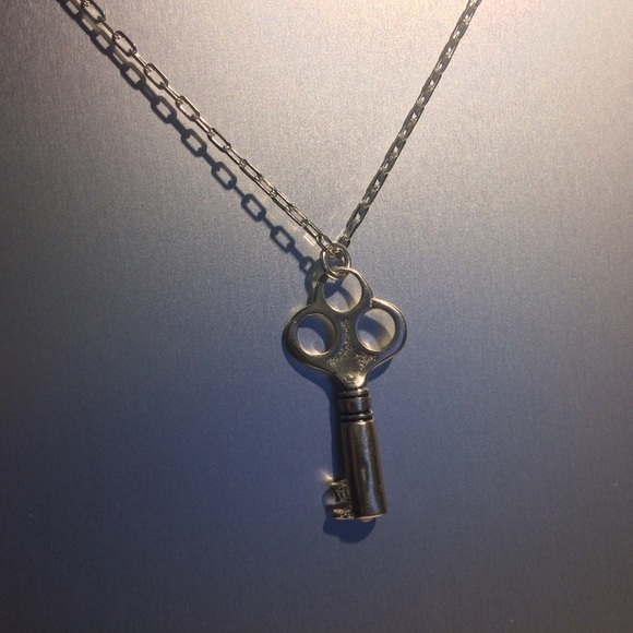 Sterling Silver Key Pendant Necklace - Picture 2 of 4