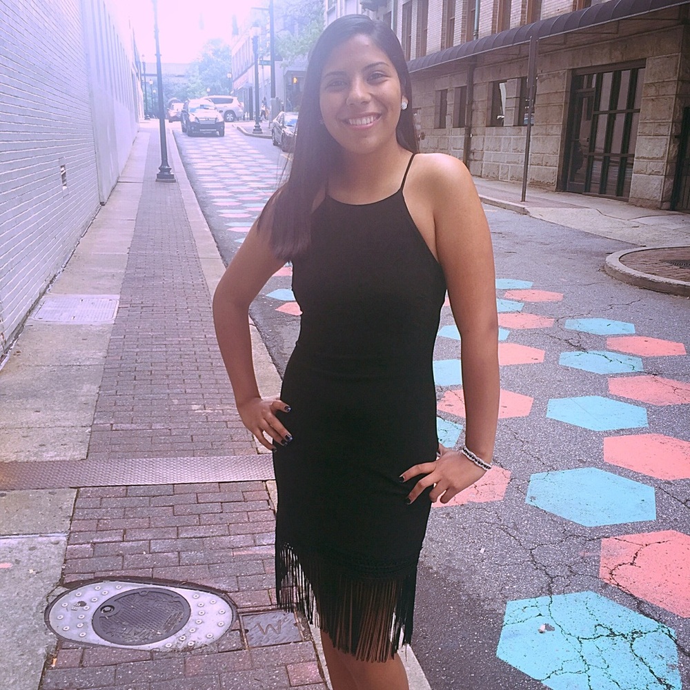 Black dress with fringes