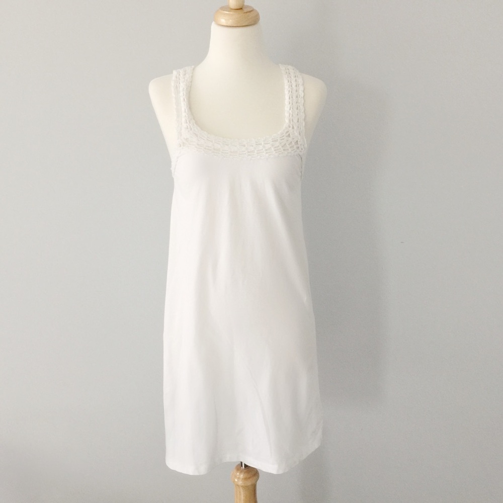 Roxy White Dress | Coverup with Crochet Detail