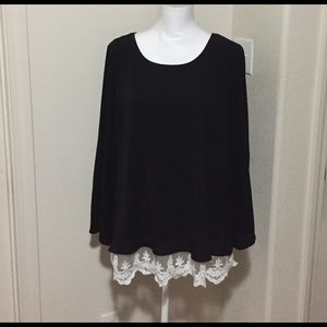 Black tunic with lace trim
