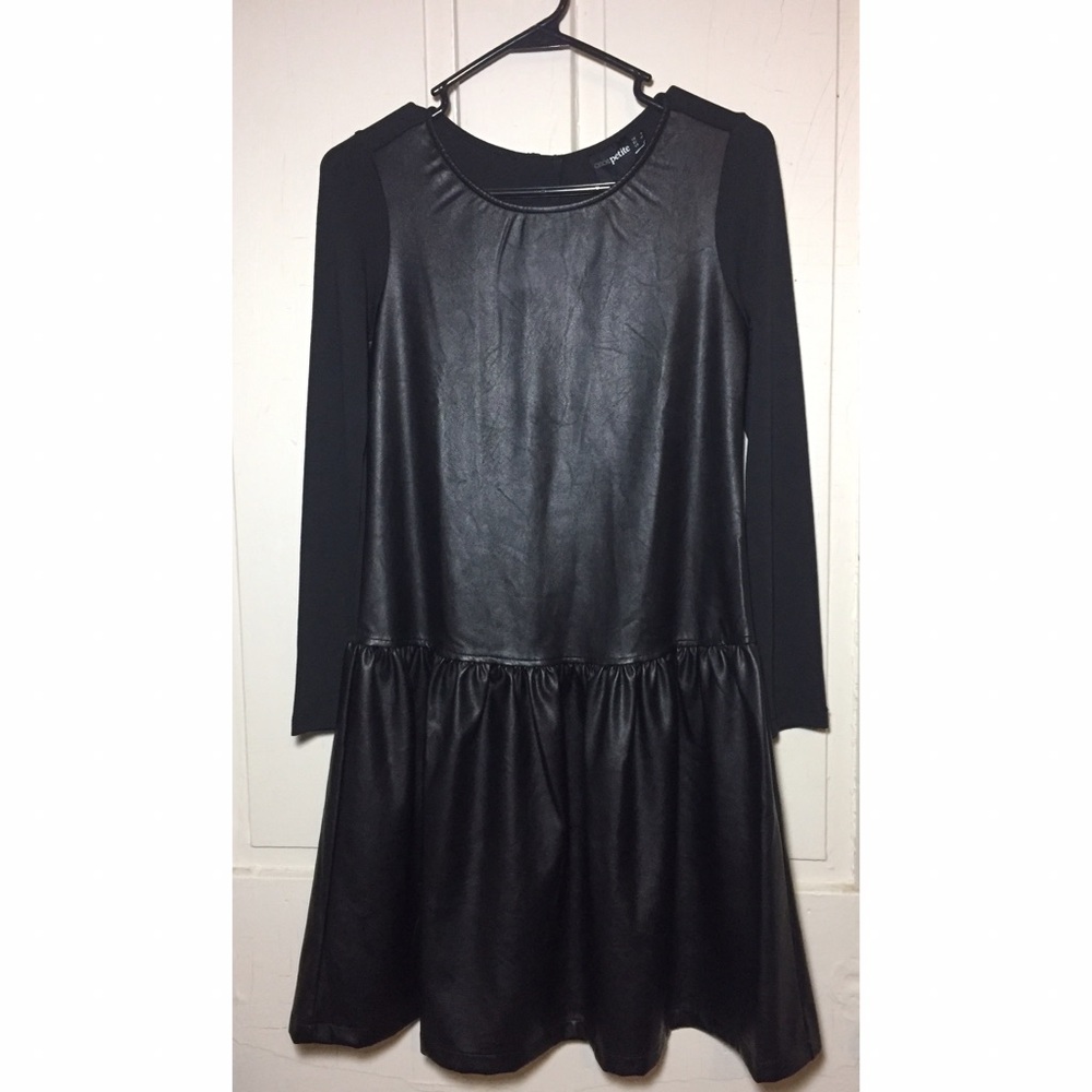 Black skater dress leather long sleeve