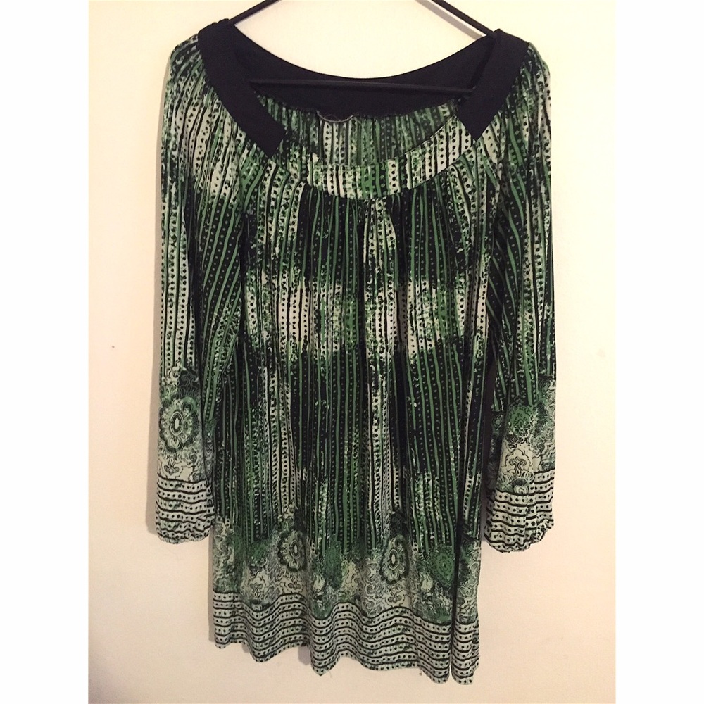 Patterned Tunic Long Sleeve Dress