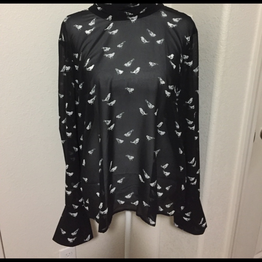 Super cute bird print blouse