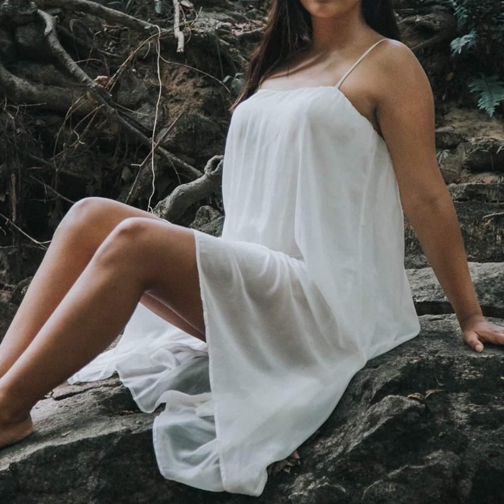 White flowy high low dress