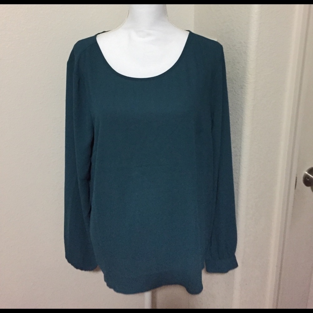 Teal tie back blouse