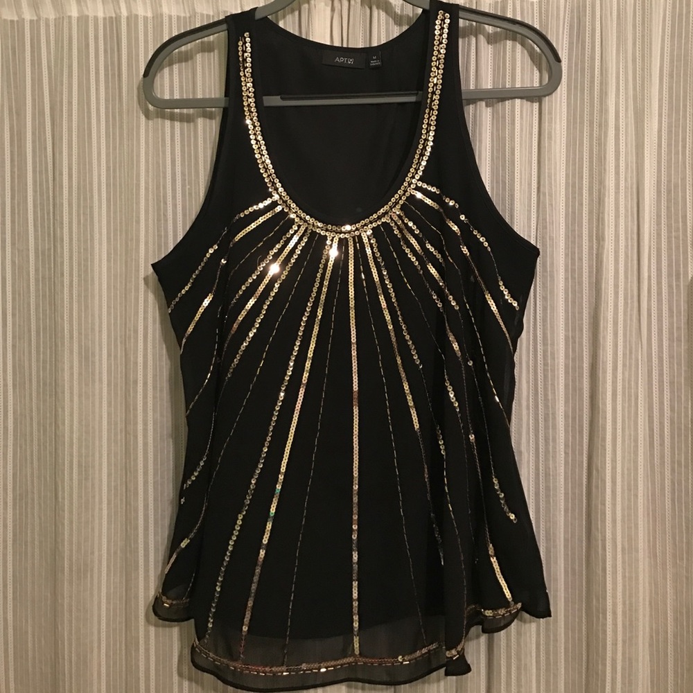 Black & Gold Sequin Tank