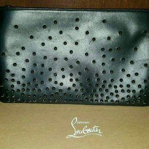 Black spiked clutch with strap