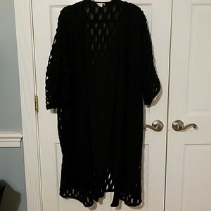 Black Open Weave Midi Cardigan