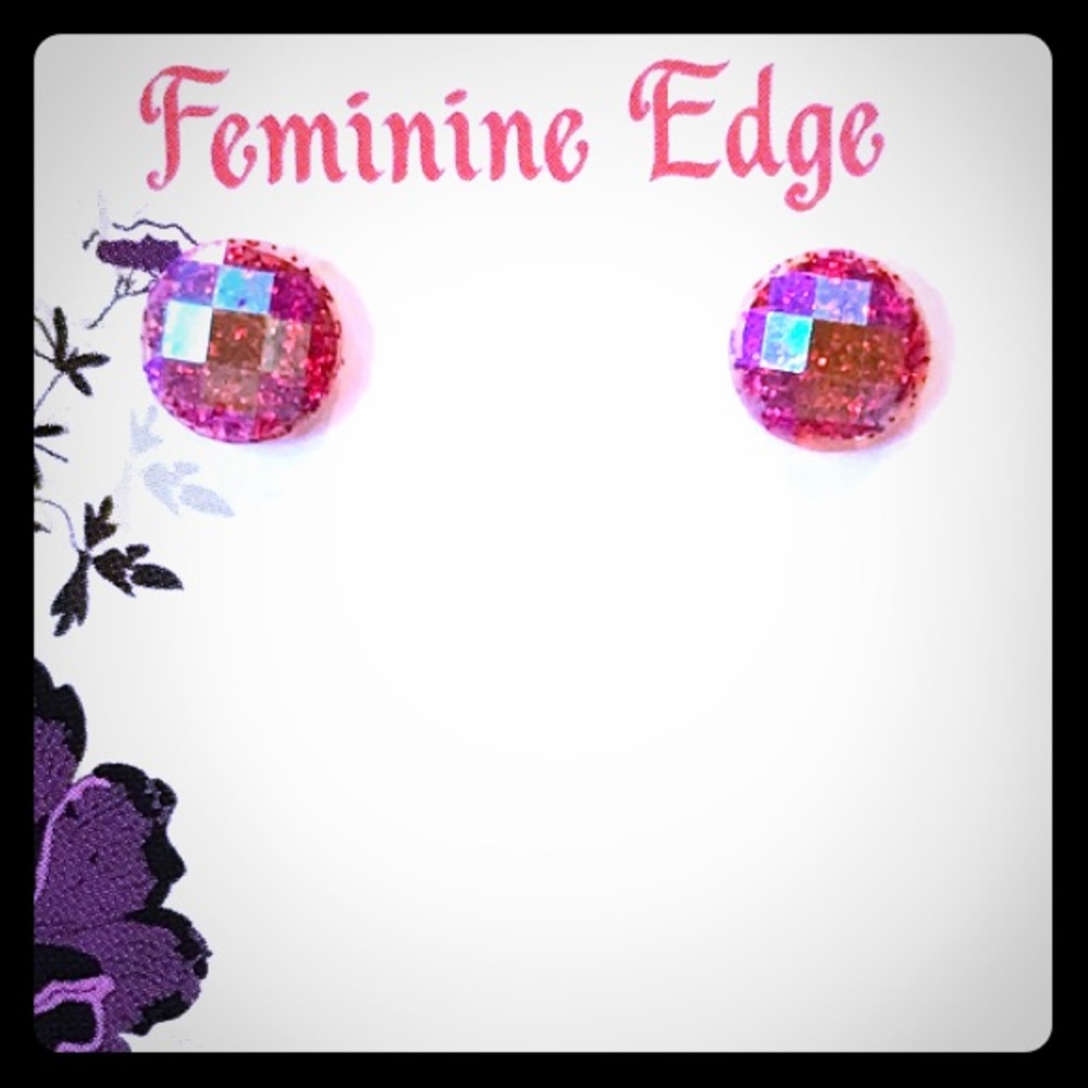 Sparkly Pink Red Tiny Stud Earrings 🌸3 for $18🌸
