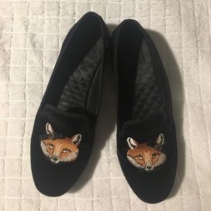 Tory Burch black velvet smoking slippers