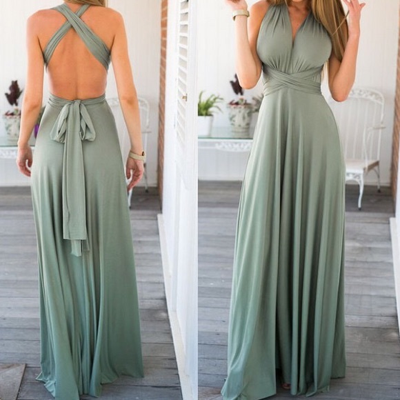 Beige maxi dress DRC173 - Picture 2 of 4