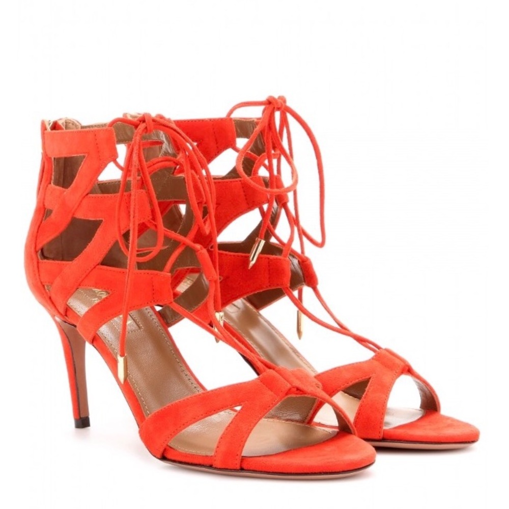 Aquazzura Beverly Hills Cutout Suede Sandal Heels