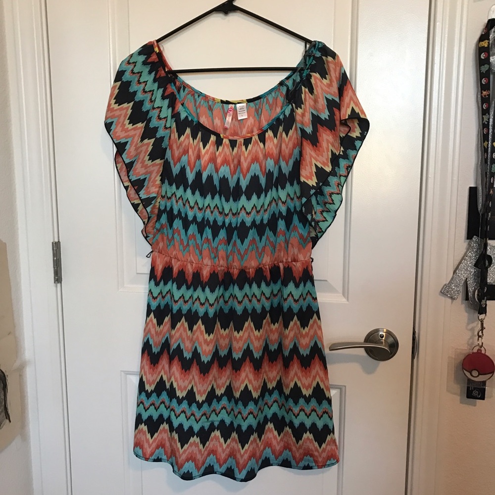 Short Multi-Color Patterned 6 Degrees Dress