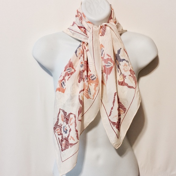 Jean-Charles Brosseau Cream Printed Silk Scarf - Picture 4 of 8