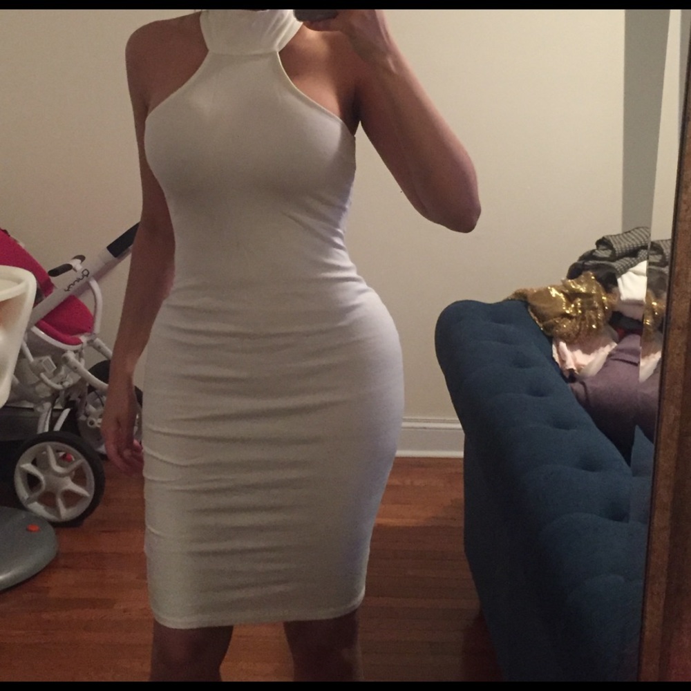 White midi dress