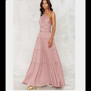 Nasty Gal Blush Bacall Pleated Halter Maxi Dress SIZE Large