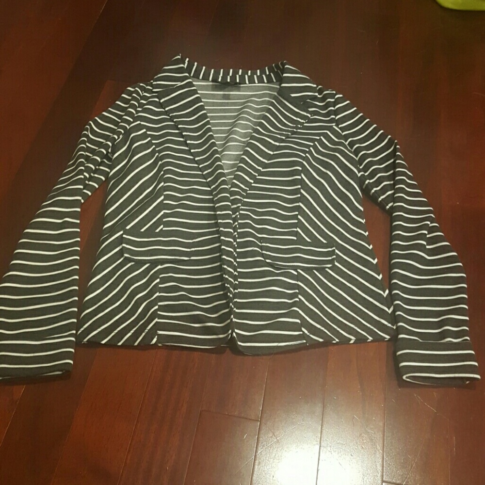 Grey and white striped blazer