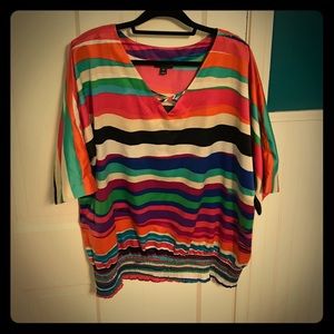 Fashion Bug Colorful Silky Top Gathered at Waist