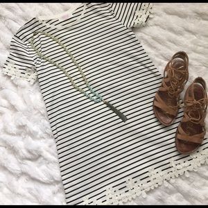 Striped tunic with floral detail