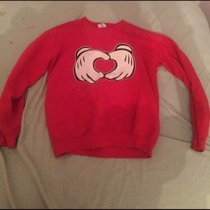 Red crew neck ironic hipster sweatshirt
