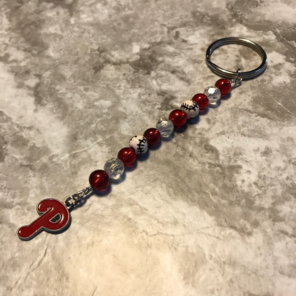 New Handmade Phillies Beaded Keychain