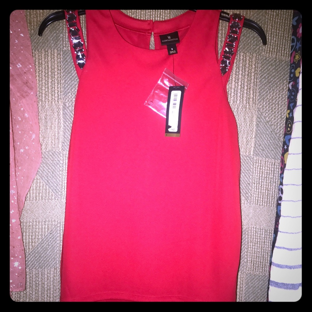 Worthington size small Red blouse,gem strap