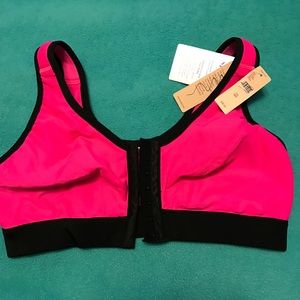 Pink:black sport bra