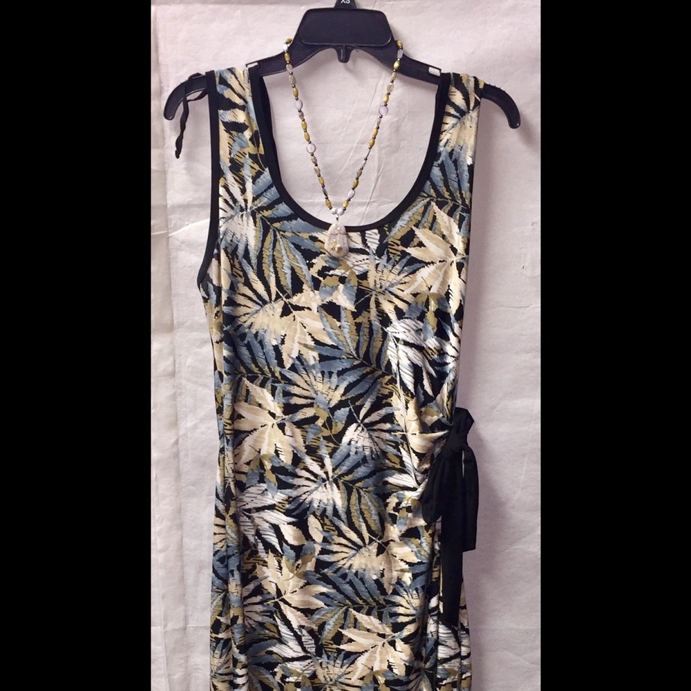 Black & Tan sleeveless scoop neck maxi dress