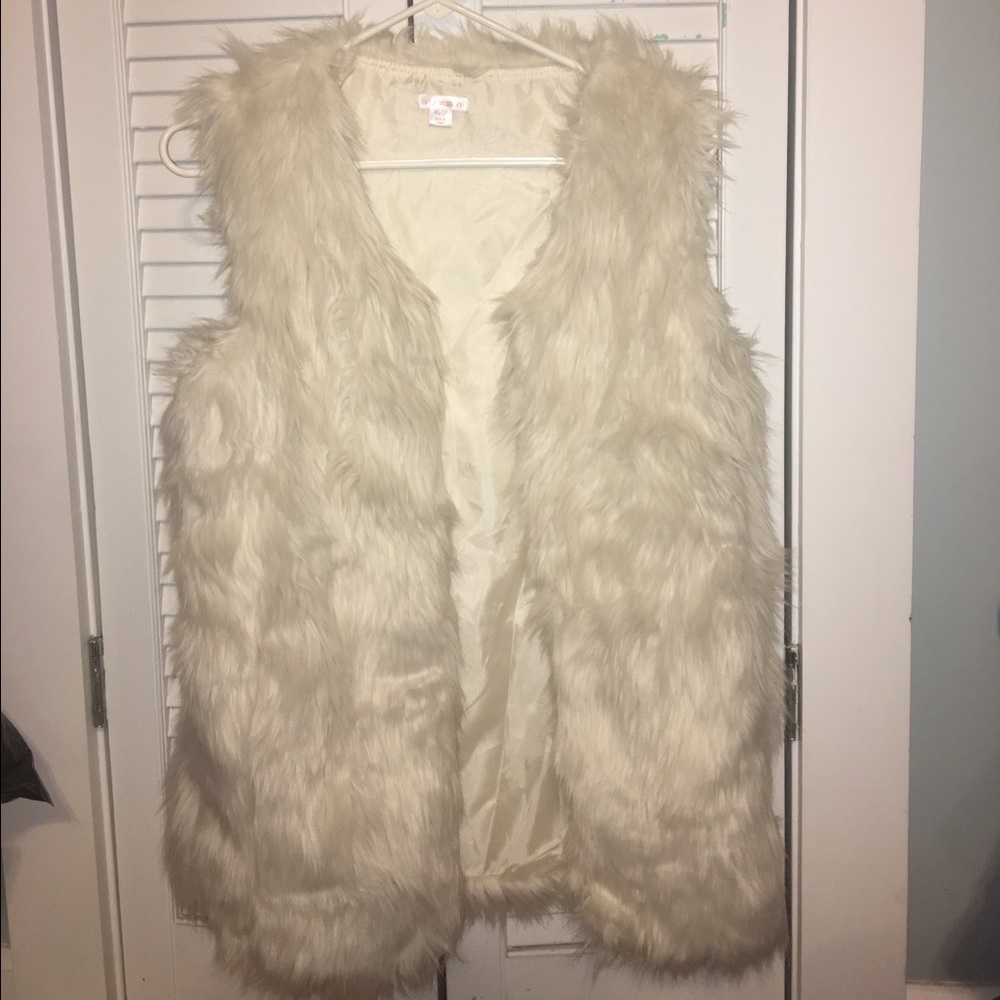 White faux fur vest