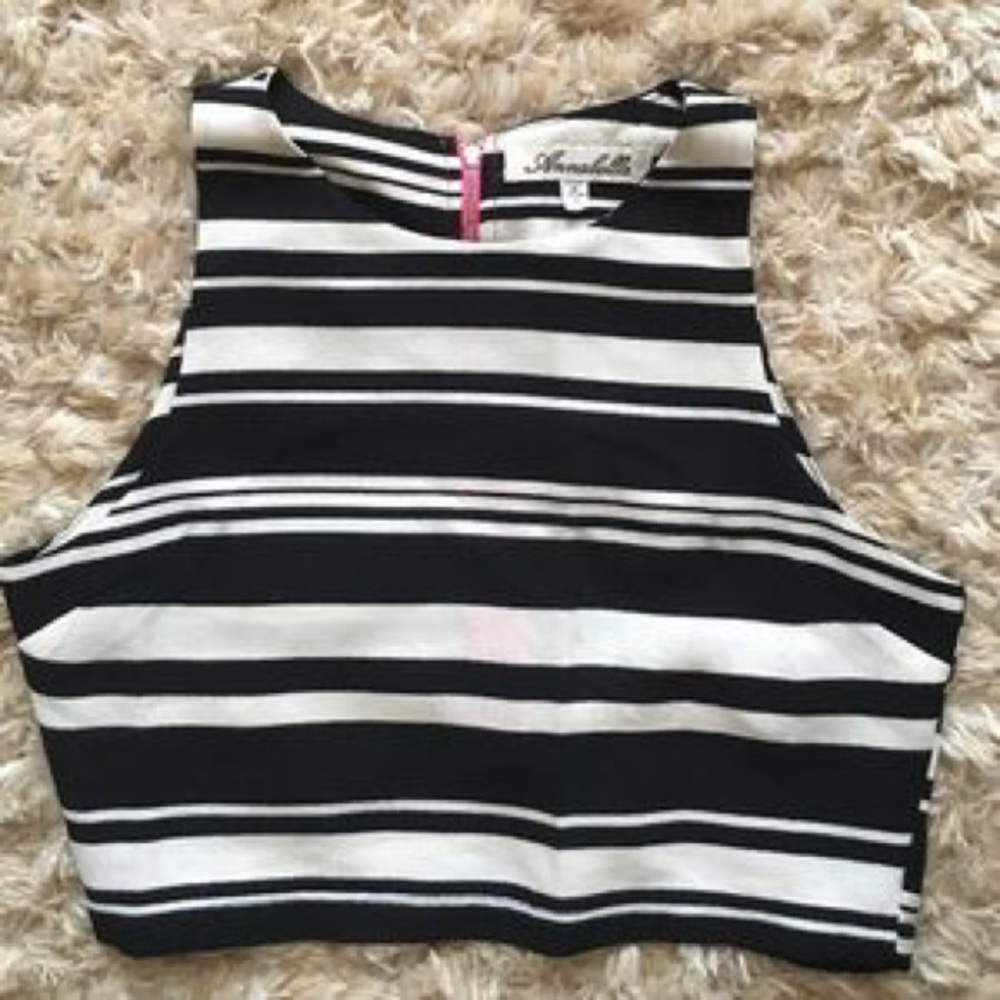 Black and White Striped Crop Top
