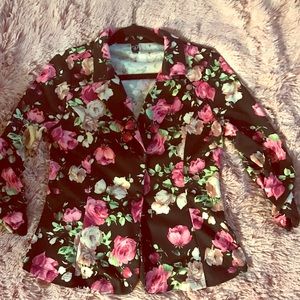 Knit floral blazer