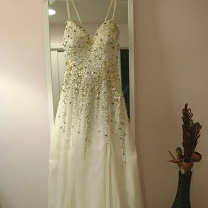 Terani Couture White & Gold dress