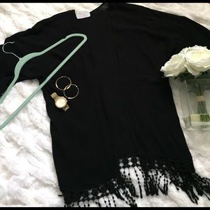 Black kimono with fringe