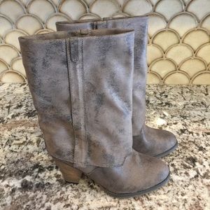 New Mia James Fold Over Boots Size 8.5 Grey Brown