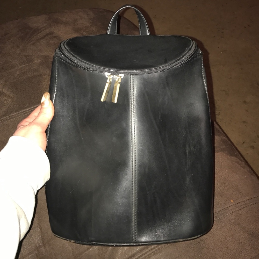 Black leather backpack