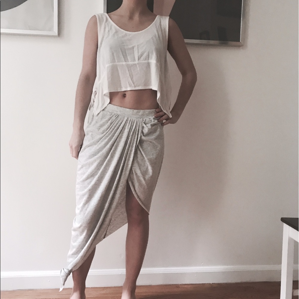 Asymmetrical grey skirt in style of Alexander Wang