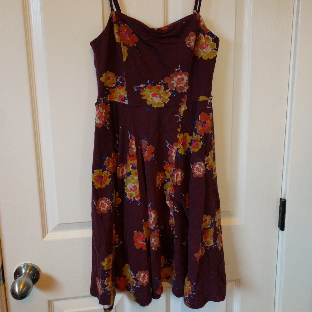 Mossimo burgundy floral fit and flare dress