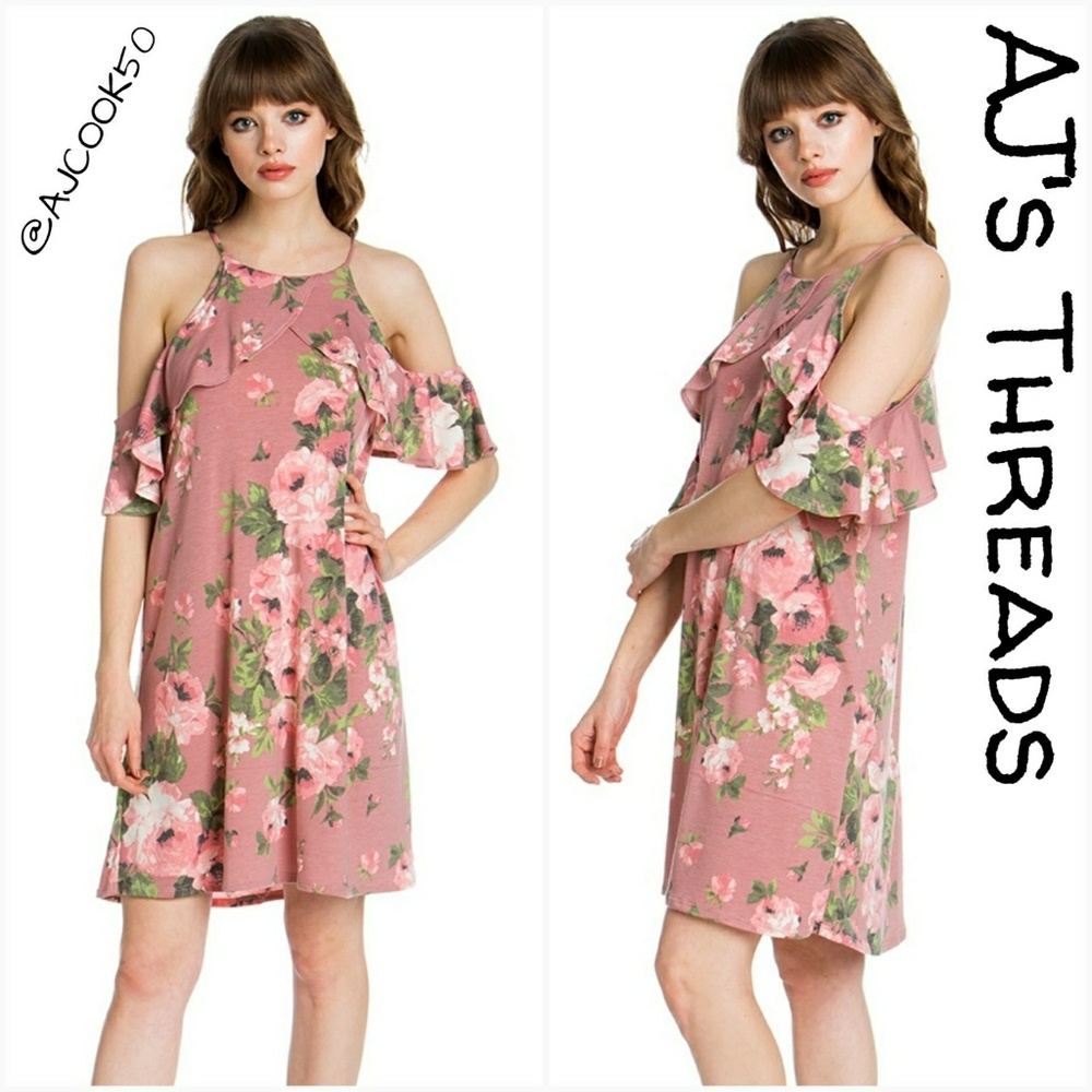 Floral Print Cold Shoulder Dress •Sale•