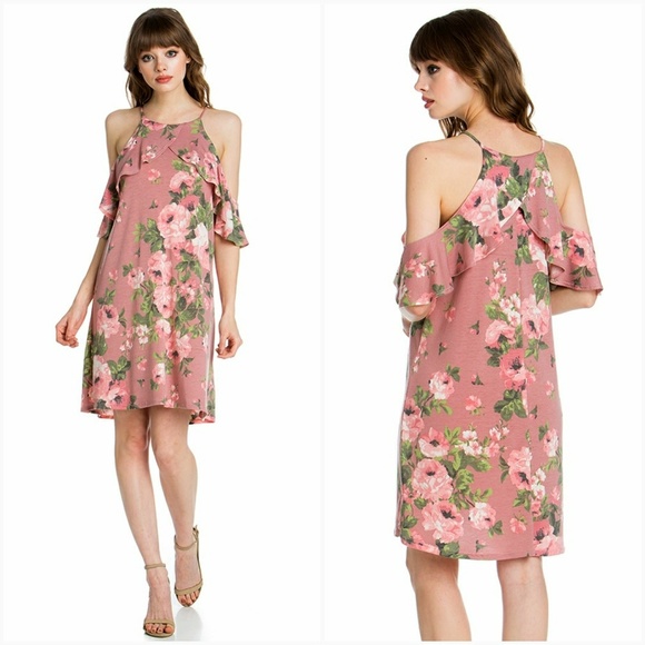 Floral Print Cold Shoulder Dress •Sale• - Picture 2 of 4