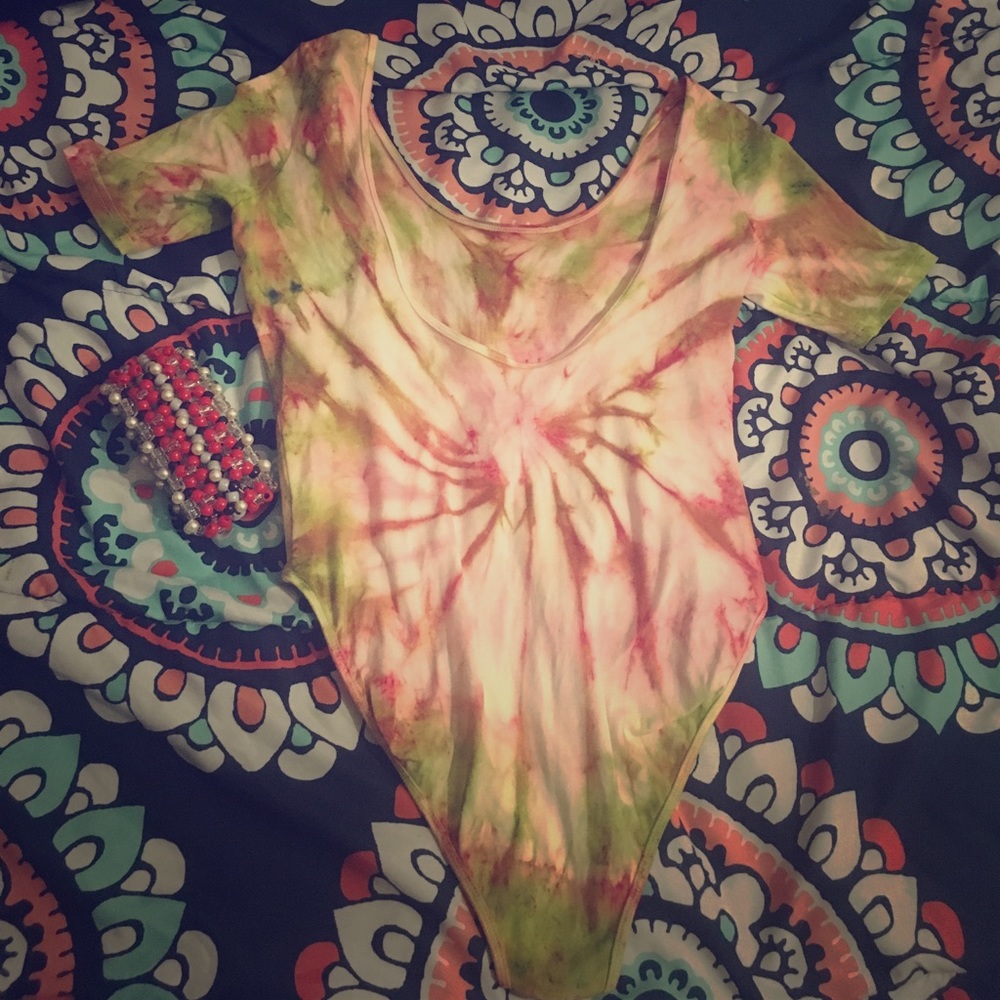 Floral tie dye bodysuit