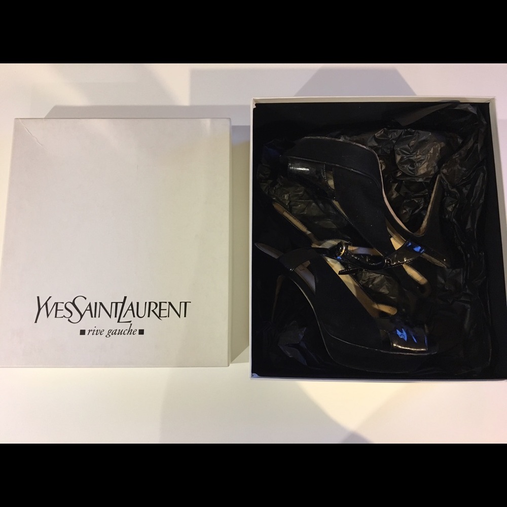 YSL Black Sling Backs