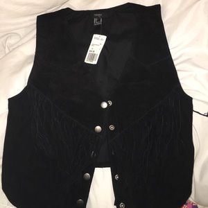 Forever 21 black fringe vest.
