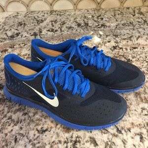 Nike Men's Free 4.0 Black & Royal Blue Size 11