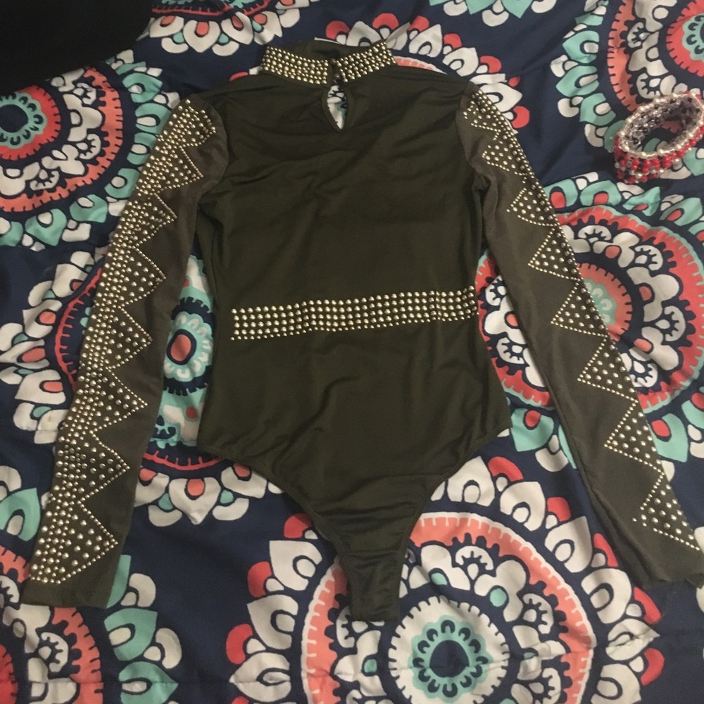Olive colored body suit