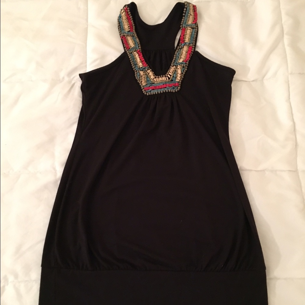 Black dress with beaded neckline