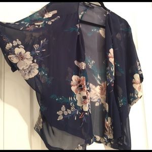 Sheer floral kimono