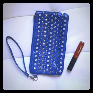 Studded Blue Wristlet