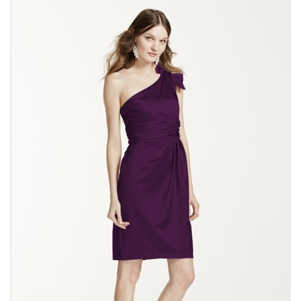 Satin one shoulder brides maid dress